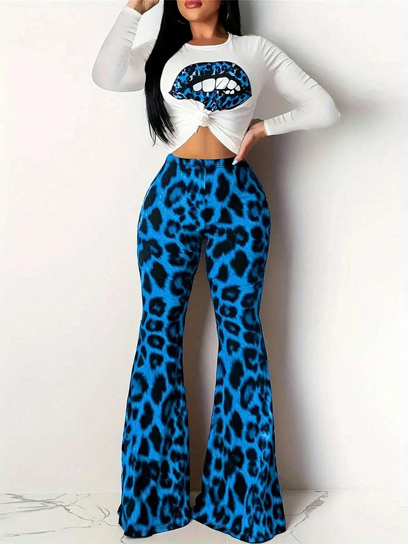 Slayr Pantalones Acampanados Con Estampado De Leopardo Para Mujer