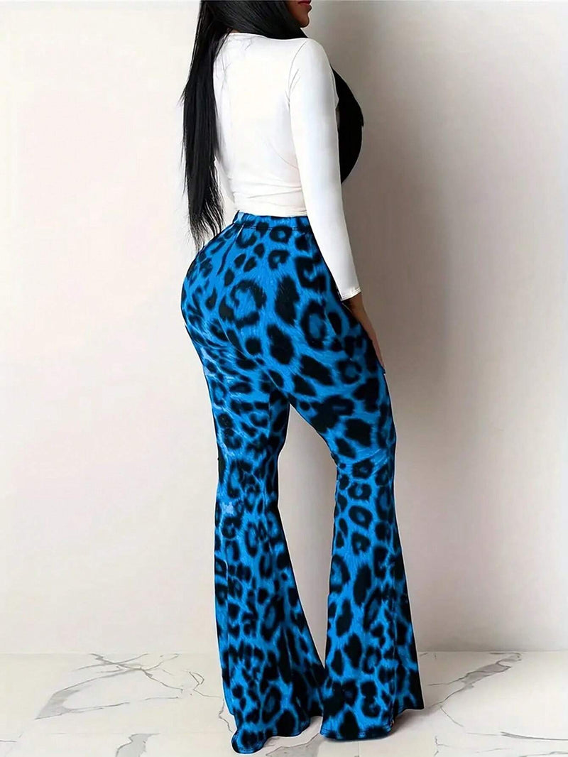 Slayr Pantalones Acampanados Con Estampado De Leopardo Para Mujer