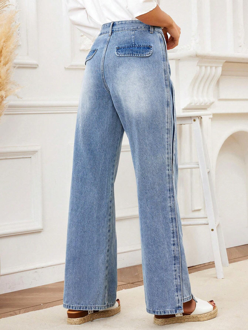 X SAMADHI  LUNE Jeans Rectos Casuales De Cintura Suelta Para Mujer