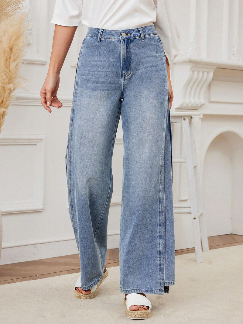 X SAMADHI  LUNE Jeans Rectos Casuales De Cintura Suelta Para Mujer