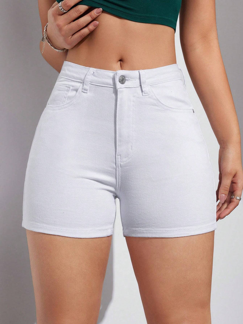 Shorts De Mezclilla Para Mujer Con Bolsillos