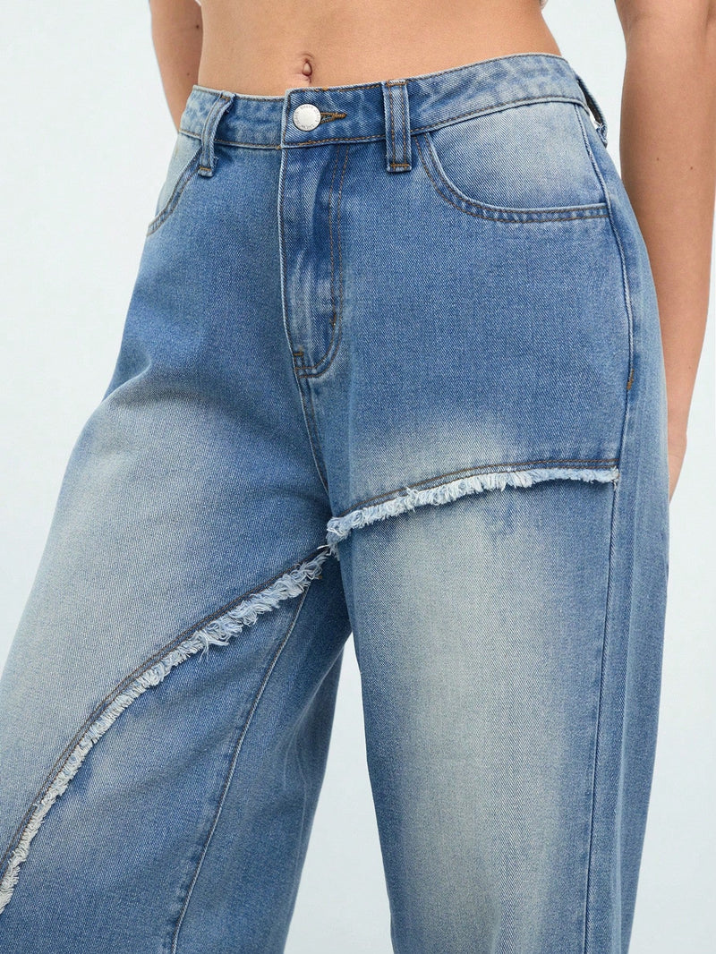 Forever 21 Jeans De Mujer Con Dobladillo Irregular Deshilachado