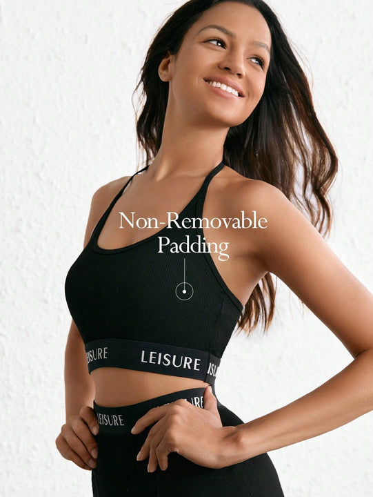 Leisure Sujetador con estampado de letra halter