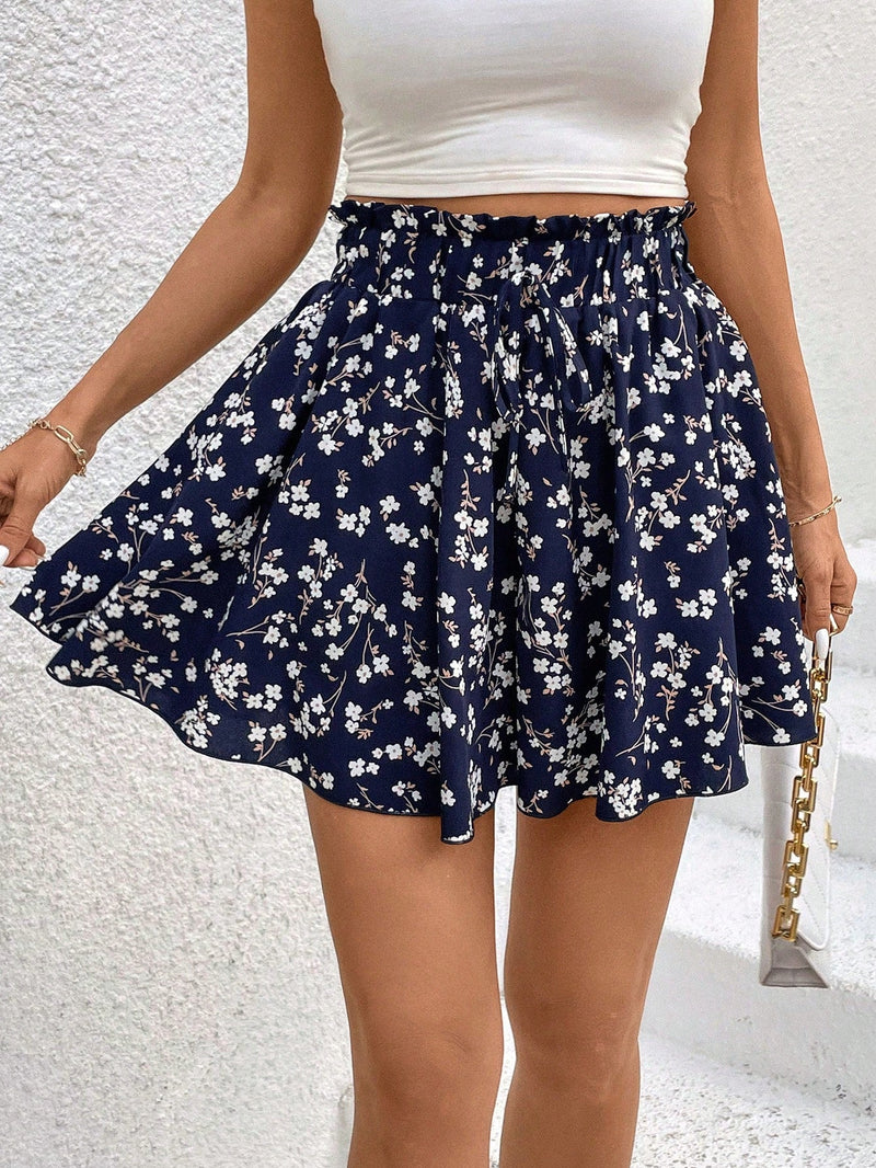 LUNE Shorts De Bolsa De Papel De Talle Alto Con Estampado Floral Para Mujer