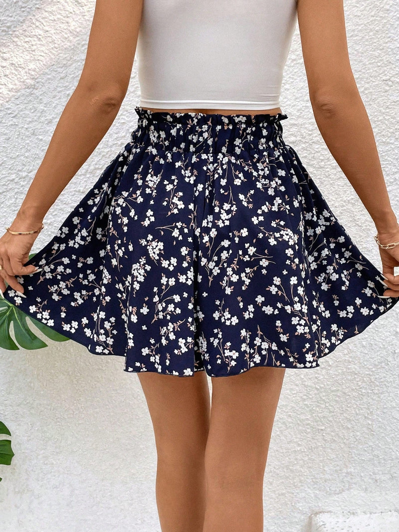 LUNE Shorts De Bolsa De Papel De Talle Alto Con Estampado Floral Para Mujer