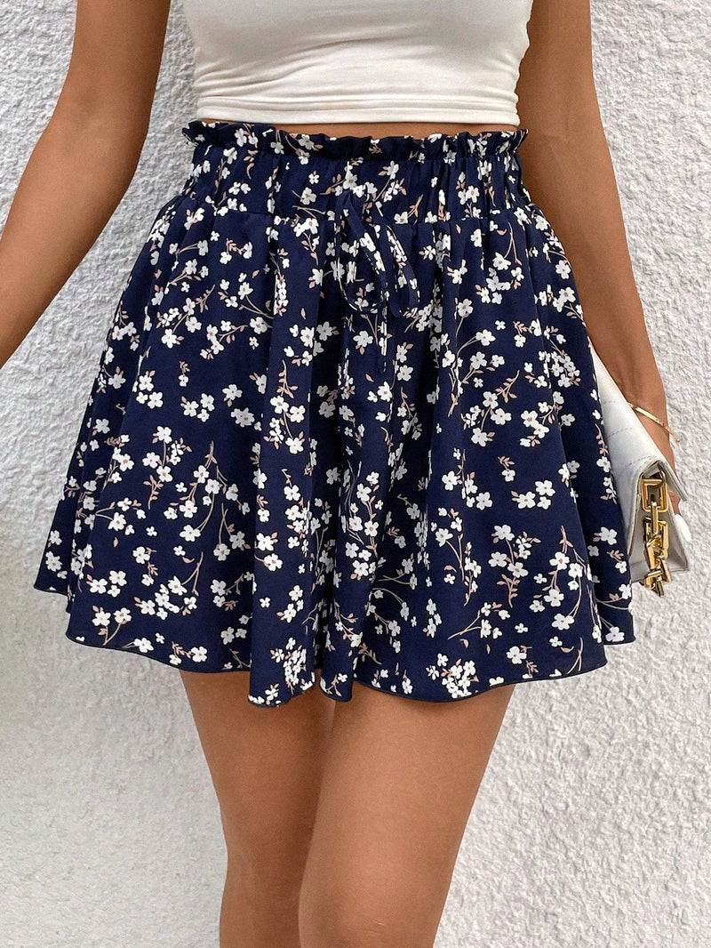 LUNE Shorts De Bolsa De Papel De Talle Alto Con Estampado Floral Para Mujer