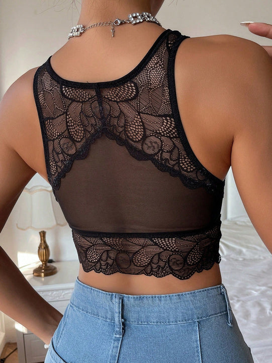 Ropa Interior Sexy Y Comoda De Encaje Con Cuello Redondo Para Mujeres