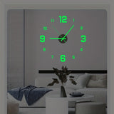 1pc Reloj de pared silencioso luminoso 3D grande - Reloj adhesivo redondo de plástico que funciona con pilas para sala de estar, dormitorio, decoración de oficina y bricolaje - Utiliza 1 pila AA (no incluida)