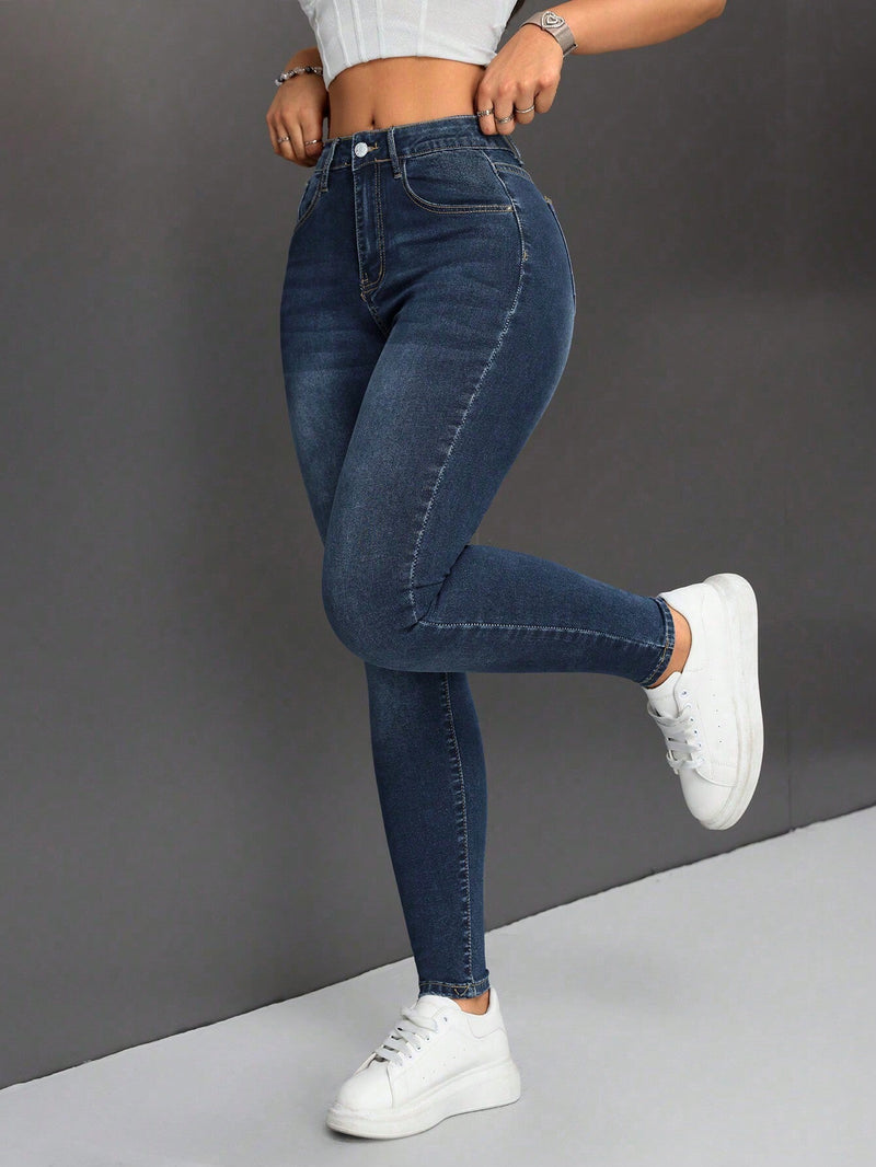 PETITE Jeans De Cintura Alta Para Mujer Ajustados