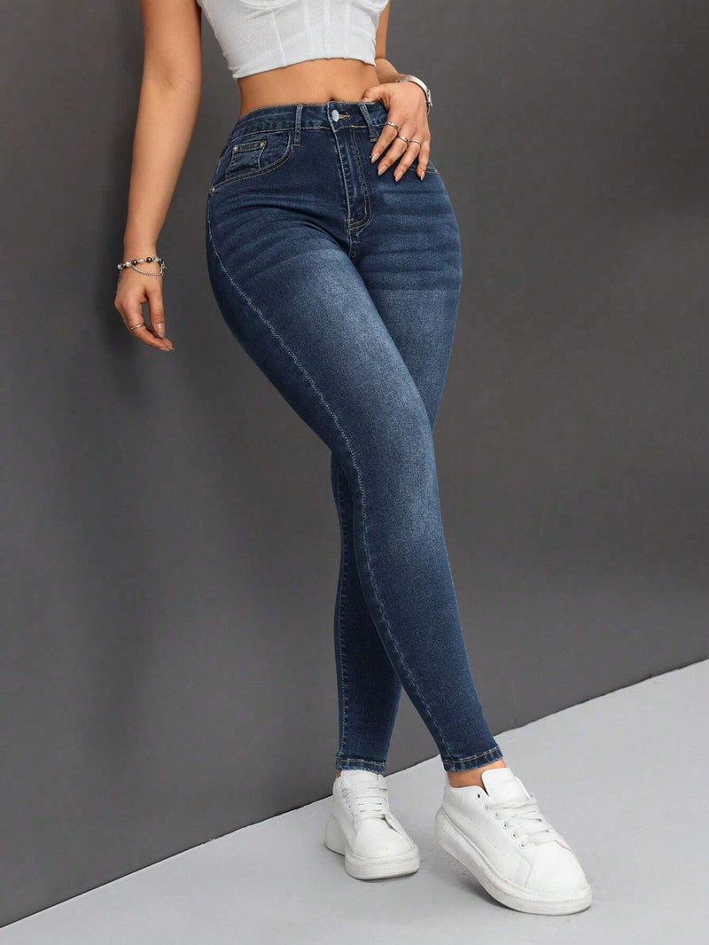 PETITE Jeans De Cintura Alta Para Mujer Ajustados