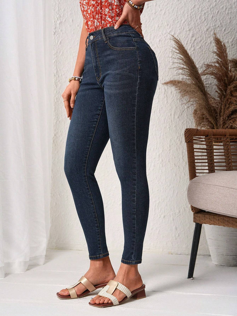 LUNE Pantalones Vaqueros Slim Fit Para Mujeres Con Bolsillos