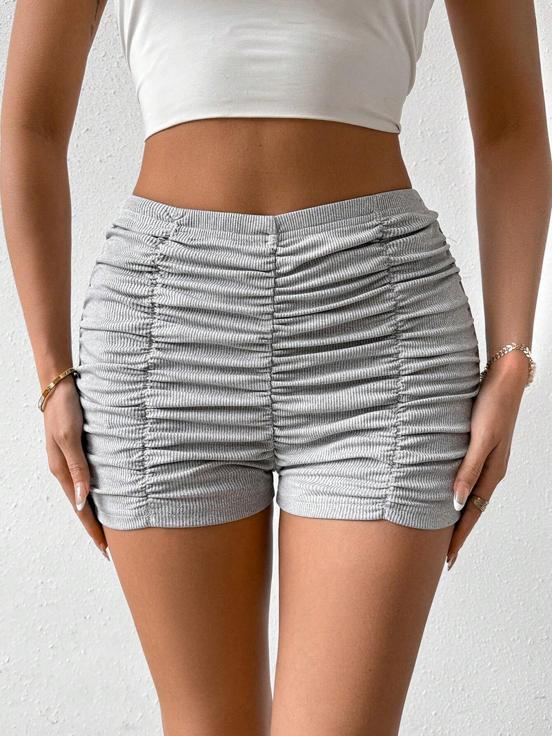 Prive Shorts Plisados De Color Solido Para Mujer