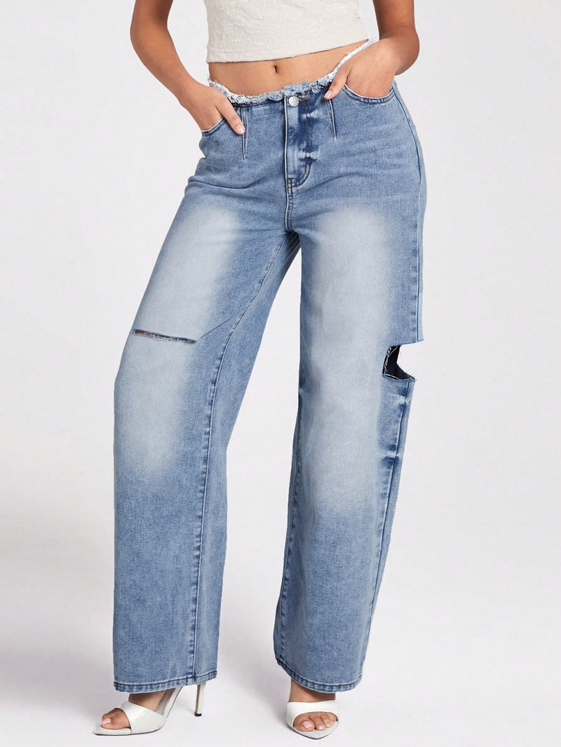 Forever 21 Jeans Desgastados Para Mujer Con Bolsillos