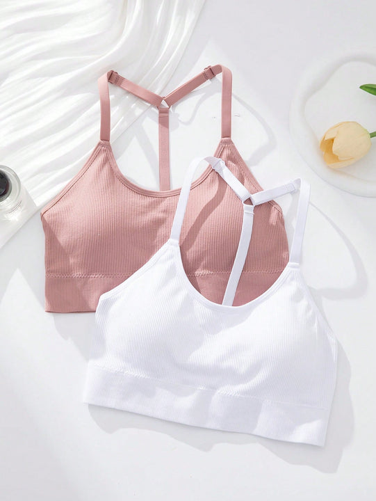 Juego De 2 Piezas De Sujetadores Sin Cables Comodos Para Mujer