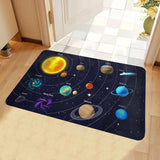[1 alfombra con diseño de galaxia y sistema solar] 1 alfombra de franela con diseño de galaxia y sistema solar, esponja de 1 cm de grosor, poliéster lavable a máquina, alfombra educativa con temática del espacio exterior para sala de juegos, sala de esta