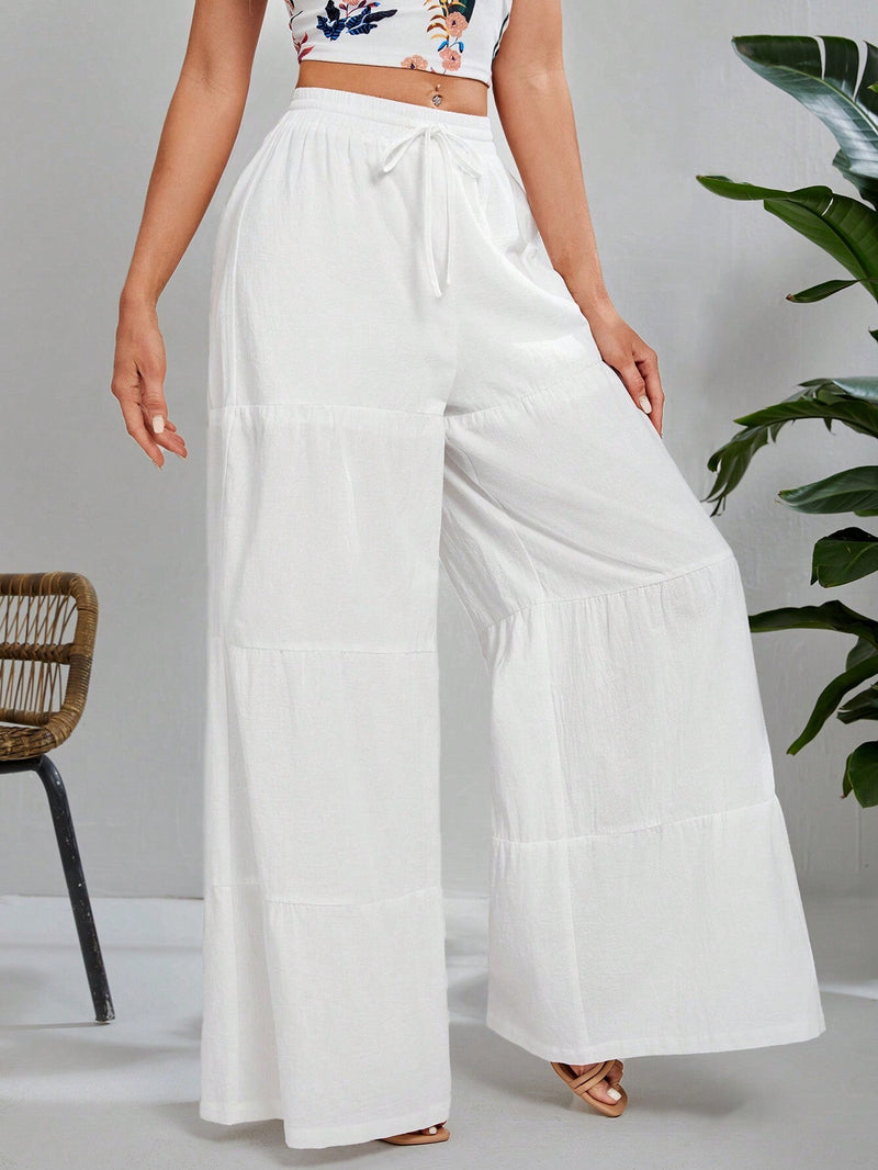 Tall Pantalones De Pierna Ancha Con Cintura Alta Y Cinturon Para Mujer