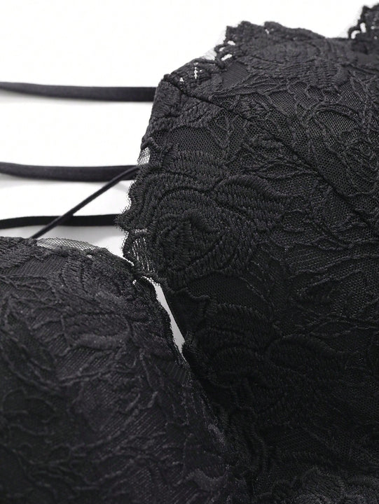 FRIFUL Sujetador Inalambrico De Tirantes Finos Bordado Con Borde Festoneado