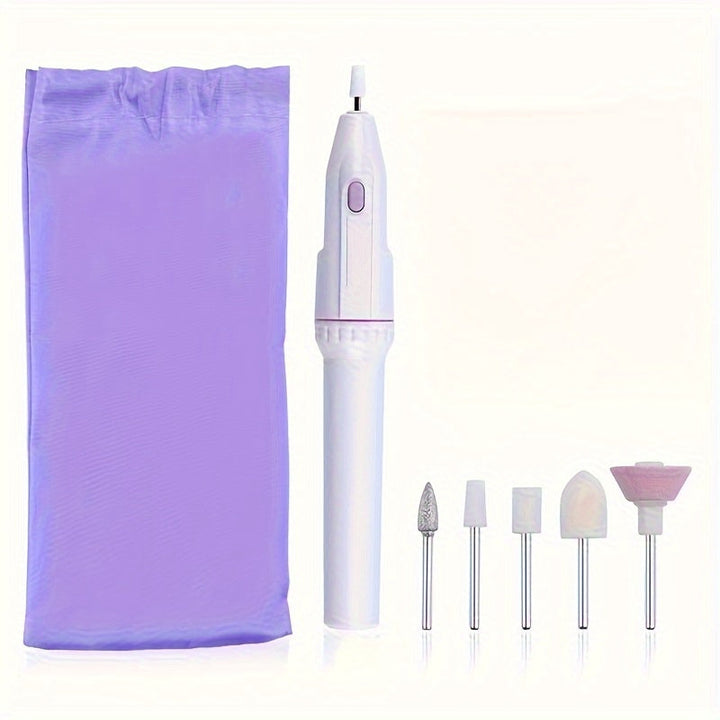 Kit Profesional para Salón de Uñas | Amoladora Eléctrica 5 en 1 con Cabezales y Polidores para Manicura y Pedicura