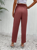 Frenchy pantalones regulares simples y lisos para mujeres para la vida diaria con cinturon