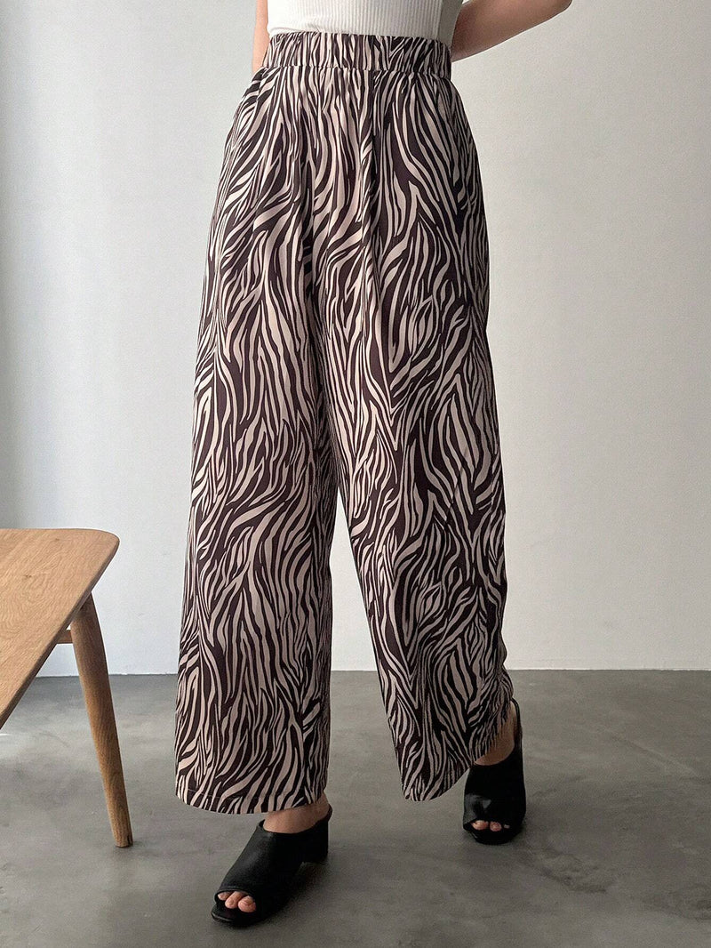 FRIFUL Designer Pantalones Casuales De Diseno Con Estampado De Cebra Para Mujer