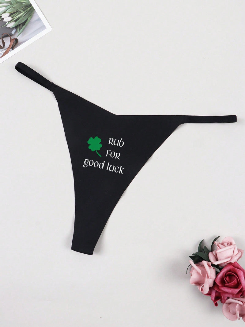 Tanga No Show Con Estampado De Lema Sexy Para El Dia De San Patricio De Mujeres