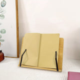 1pc Soporte de libro de bambú, atril de lectura ajustable, soporte portátil para libros de cocina para escritorio, atril de estudio para niños, soporte para documentos con clips para páginas