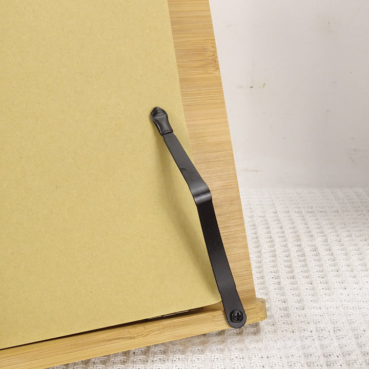 1pc Soporte de libro de bambú, atril de lectura ajustable, soporte portátil para libros de cocina para escritorio, atril de estudio para niños, soporte para documentos con clips para páginas