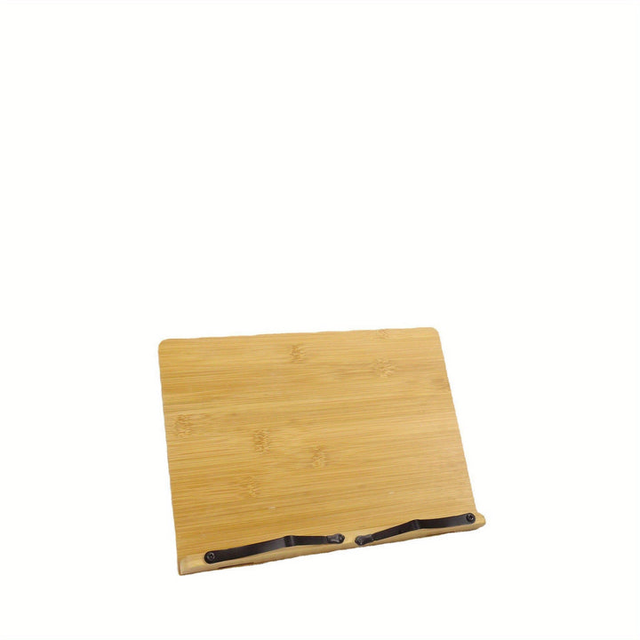 1pc Soporte de libro de bambú, atril de lectura ajustable, soporte portátil para libros de cocina para escritorio, atril de estudio para niños, soporte para documentos con clips para páginas