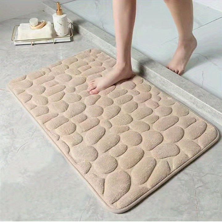 Alfombrilla de Baño OLOEY con Diseño de Guijarros - Textura Suave Antideslizante y Secado Rápido, Lavable a Máquina, Gris Piedra para Ducha, Entrada o Oficina, Decoración Contemporánea, Material Duradero, Práctico y Elegante