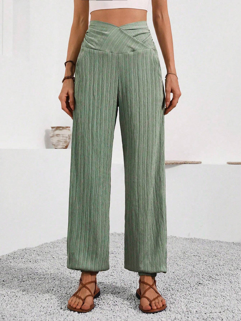 LUNE Pantalones Largos De Mujeres Con Cintura Ancha Y Elastico En Los Punos Sin Patron