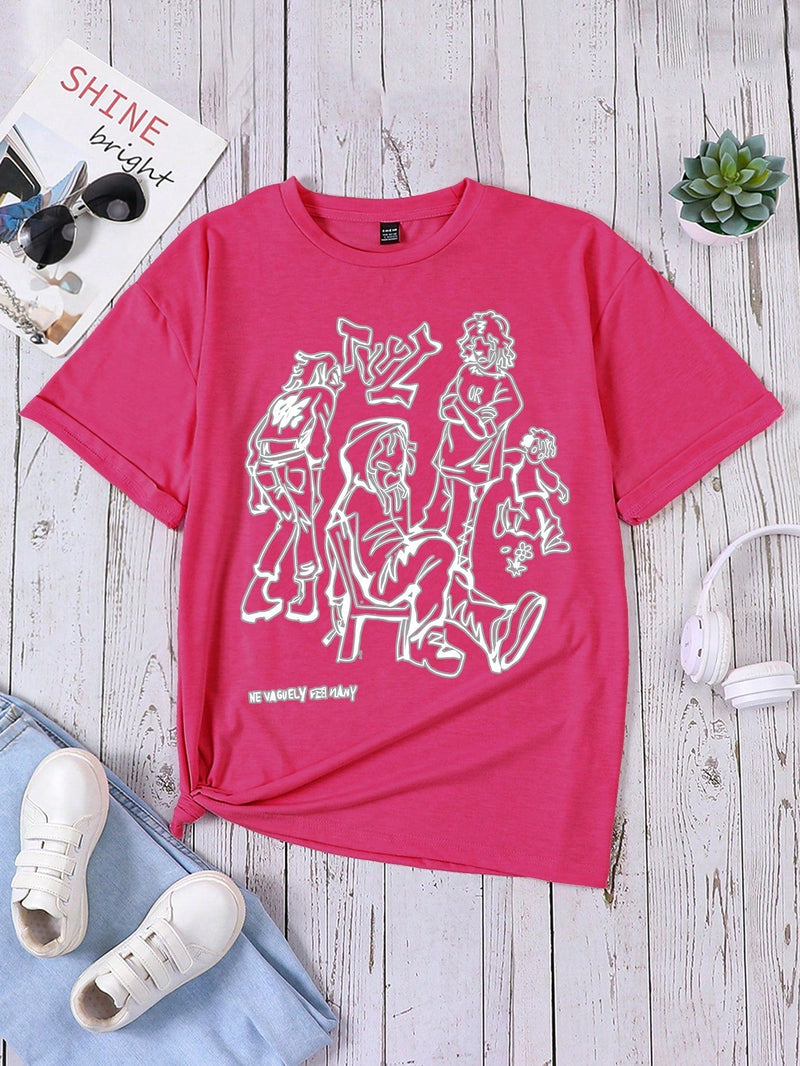 Camiseta Rosa De Manga Corta Estilo Callejero Hip-hop, Conjuntos A Juego De Mama Y Yo (2 Piezas Se Venden Por Separado)