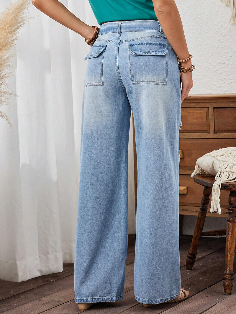 LUNE Pantalones Jeans De Pierna Recta Desgastados