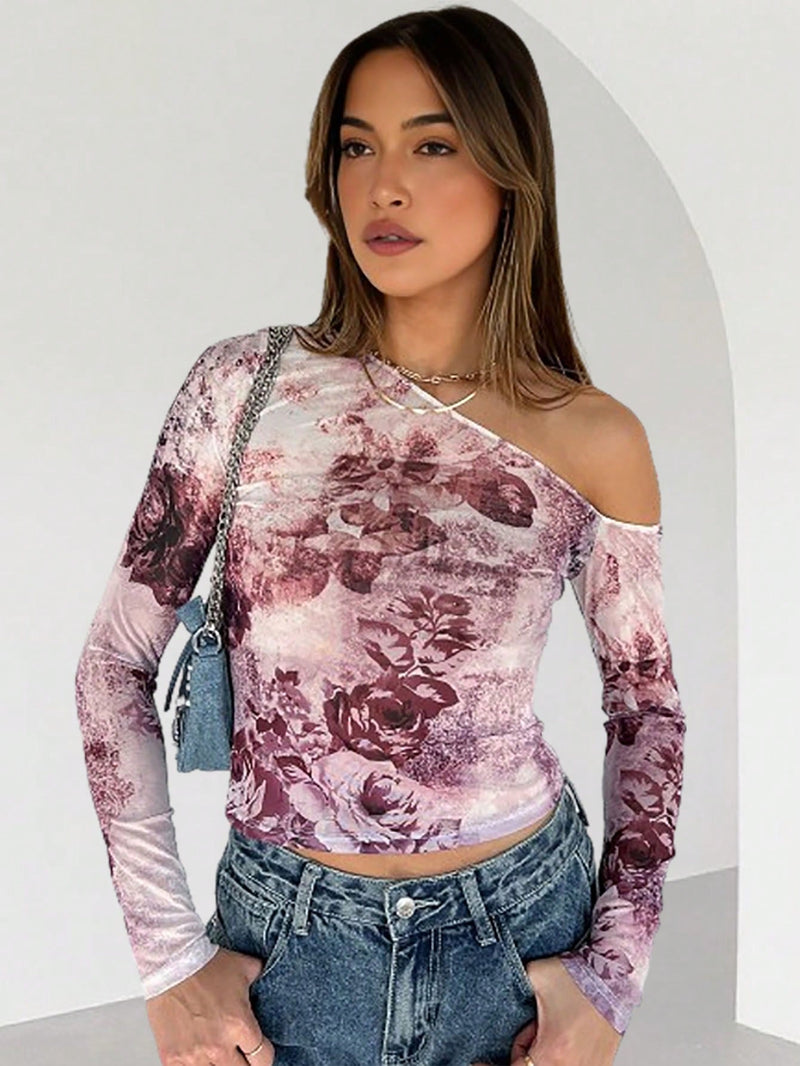 BAE Top De Malla Con Estampado Floral Para Mujer