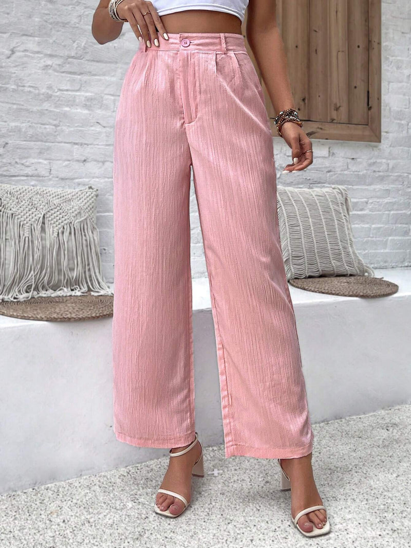 VCAY Pantalones Informales De Vacaciones Con Textura De Tela Para Mujeres