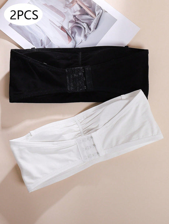 Sujetador Sin Costura Con Diseno Antideslizante Y Detalles Fruncidos De Empuje Hacia Arriba Y Sin Tirantes