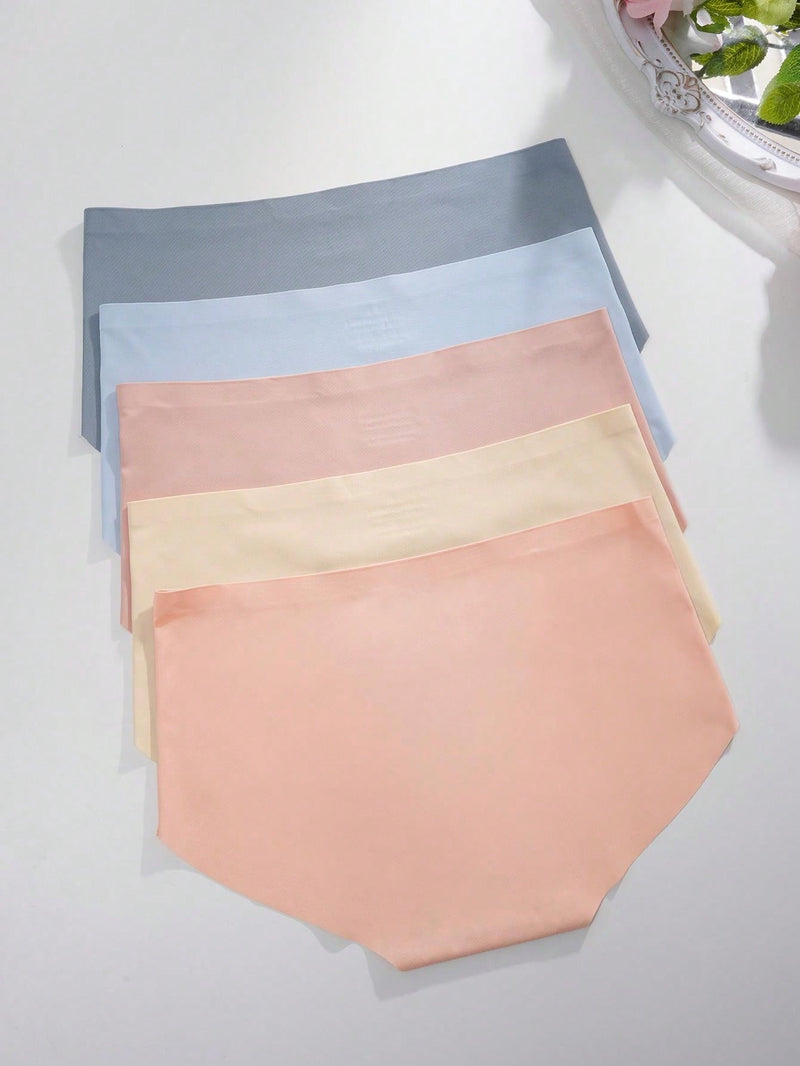 5 Piezas Conjunto De Bragas De Triangulo Comodas Sin Costuras Para Mujeres Con Adhesivo Para Transpirabilidad