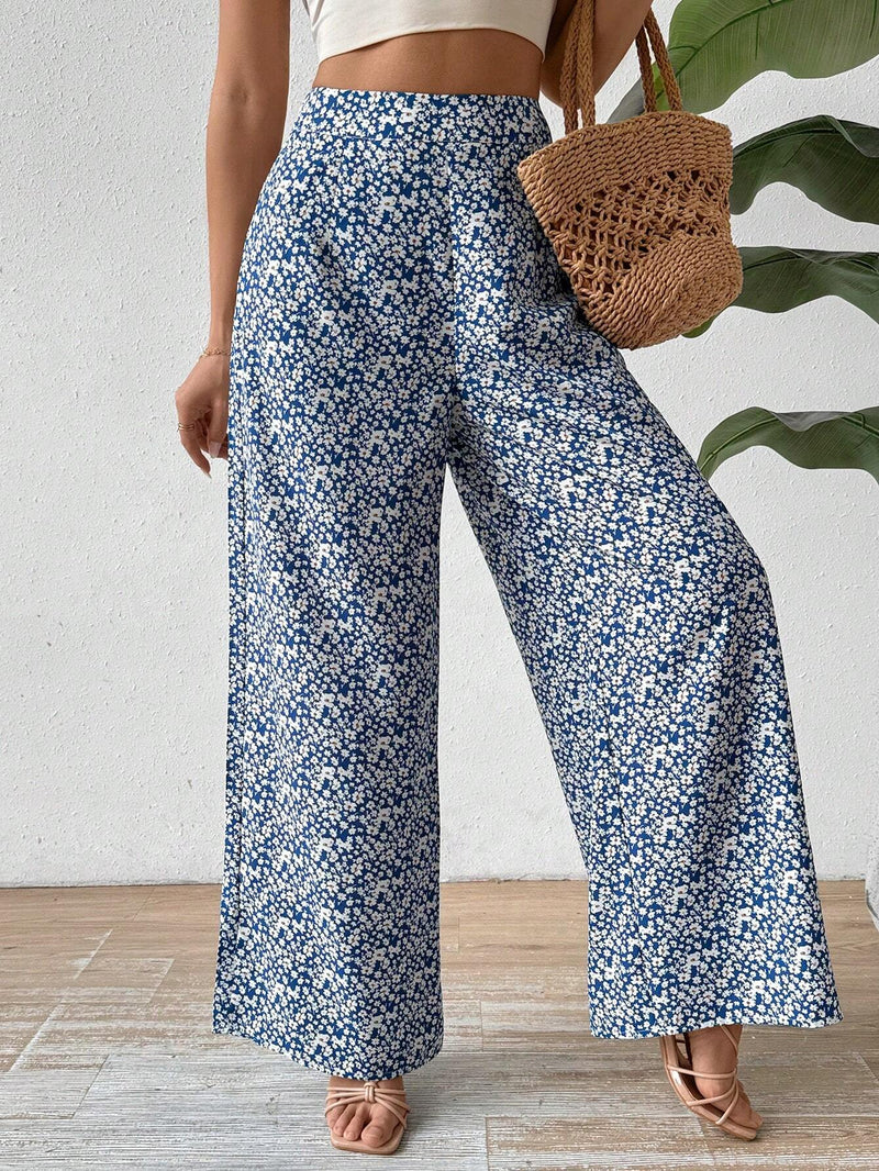 VCAY Pantalones Casuales Impresos De Pierna Ancha Y Corte Suelto Para Mujeres