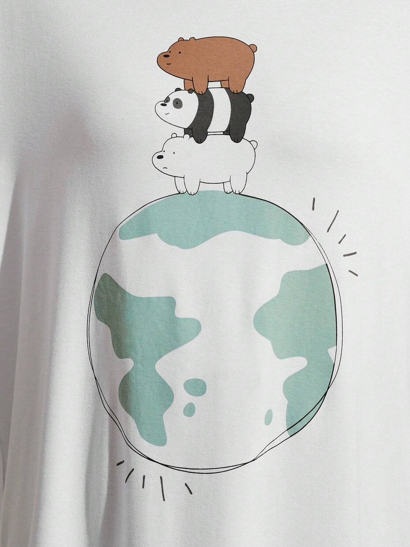 Earth Day Fanverse Picks Playera Con Dibujo Animado Y Hombros Caidos