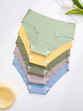 5 Piezas/set Bragas De Triangulo Sin Costuras Para Mujeres, Comodas Y Transpirables Con Levantamiento De Cadera En Cintura En V, De Color Aguacate