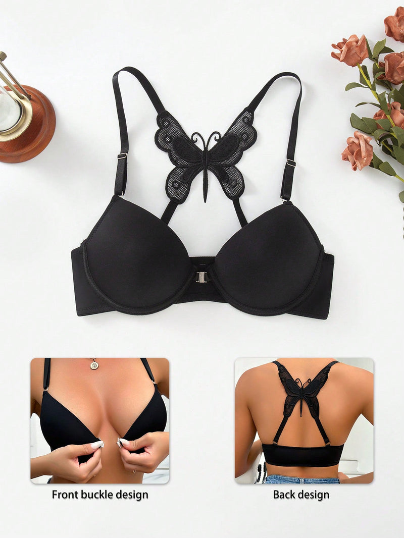 Bralette Lenceria Decorado Con Mariposas