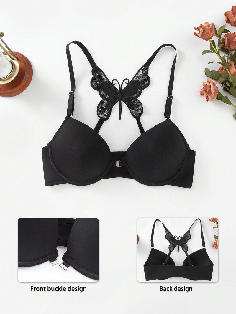 Bralette Lenceria Decorado Con Mariposas