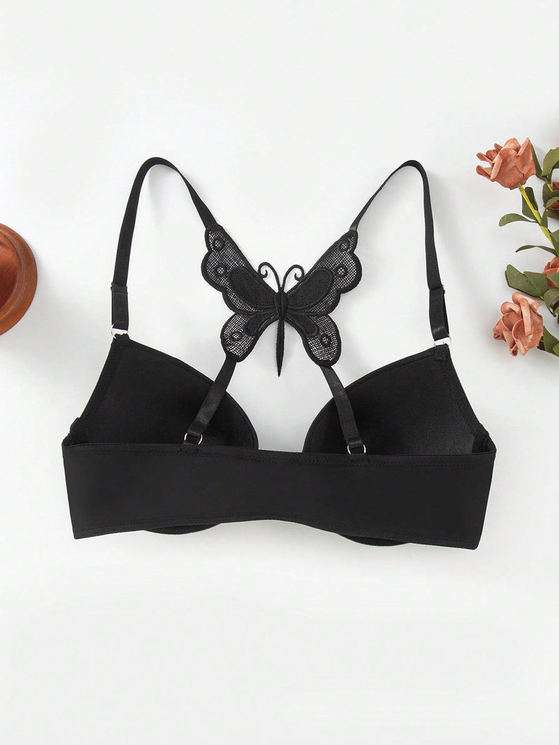 Bralette Lenceria Decorado Con Mariposas