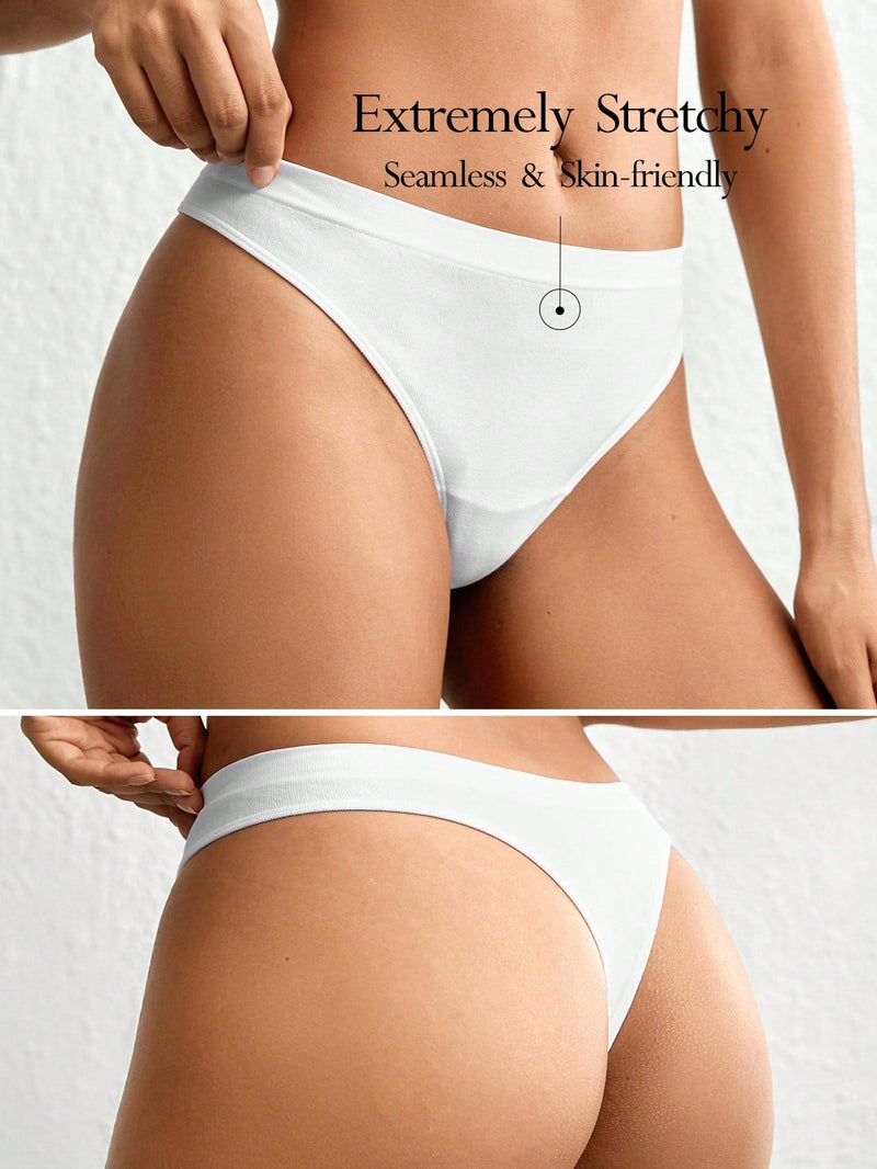 Leisure tanga solido sexy, comodo, con cintura media, sin costuras y elastico, amigable con la piel - desnudo