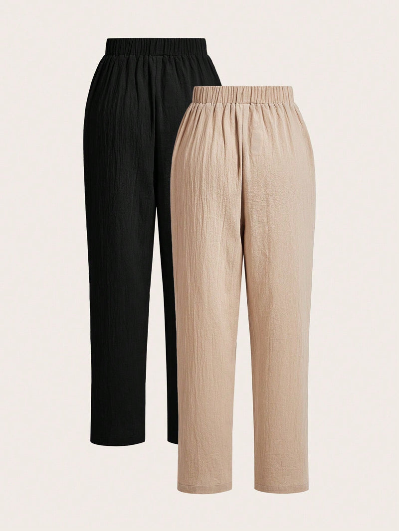 Frenchy Pantalones largos de lino de algodon con cintura elastica casual con buena transpirabilidad y comodos de llevar, adecuados para uso diario casual, vacaciones y trabajo