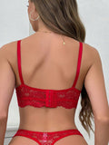 Conjunto de lenceria lujosa y sexy de encaje para mujeres que incluye sujetador y bragas