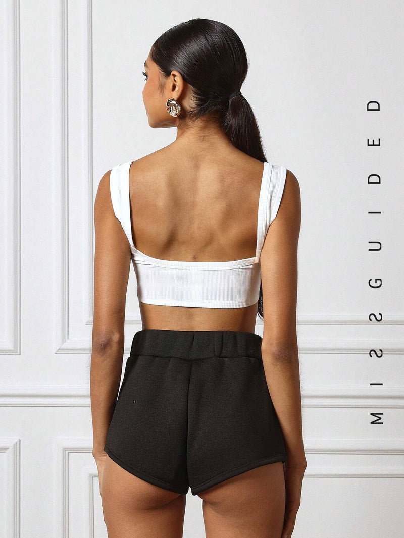 MISSGUIDED Shorts Simples De Mujer De Color Solido