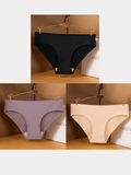 3 Piezas Bragas sin rastro para mujer Ropa interior Negro Cintura baja Sensacion sedosa y suave al hielo Ropa interior sin costuras transpirable De saten de seda Bragas sexys delgadas y acogedoras