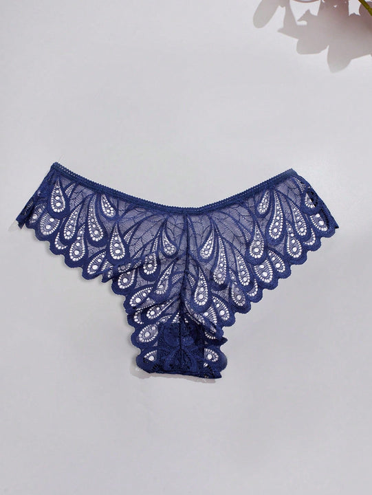 3 piezas de ropa interior sexy para mujer con patron de plumas y encaje, de cintura baja y estilo tanga transpirable y ligero