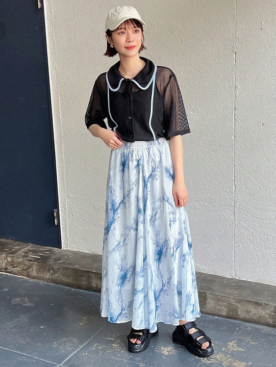 FRIFUL Camisa de malla para mujer con cuello de solapa doblada, huecos en el tejido y bloques de color