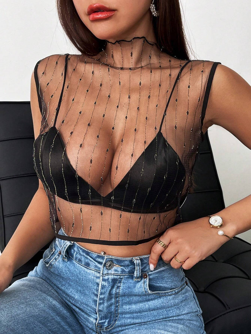 Prive Top Cultivo De Malla Suelta Y Transparente Para Mujeres En Verano